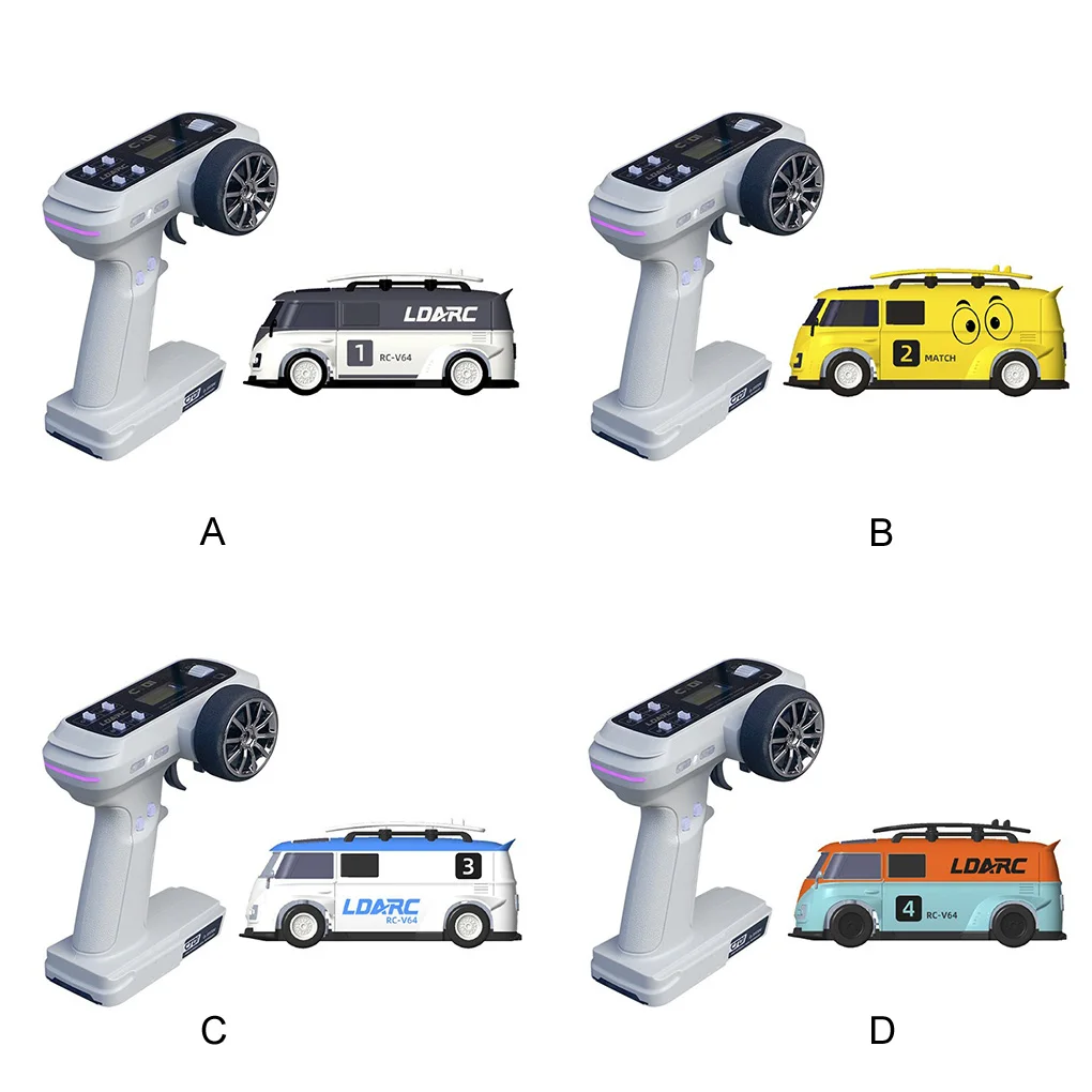 1/64 Mini RC Car Simulated LDARC V64 Electric RC Car Model RTR 2.4G Desktop Mini Bus Vehicle Van Adults Children's Toy Gift