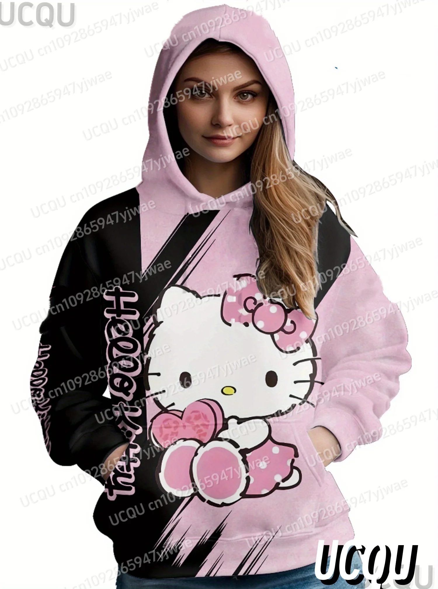 2025ผู้หญิง3D Hello Kitty Hooded Hoodieฤดูหนาวผู้หญิงHoodedกลางแจ้งAll-Match Hoodieหญิงสาวเสื้อผู้หญิงเสื้อผ้า
