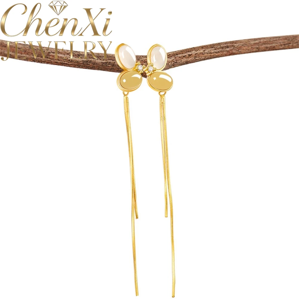 

Authentic Natural Old Material And Tianyu Jade Butterfly-Shaped Earrings For Women S925 Quality Simple Elegant Earrings Jewelry