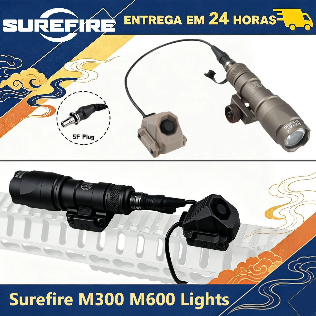 Surefire M300 M600 Light Tactical Airsoft Flashlight with UNITY AXON Function Remote Pressure Switch Fit 20mm Rail Hunting Lamp