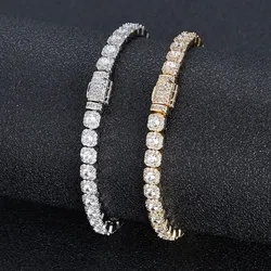 ESKEEM Fashion Jewelry 5mm Iced Tennis Bracelet White Gold Round Cut Diamond Inlaid 5A Zircon Women's Bracelet ﻿ ﻿