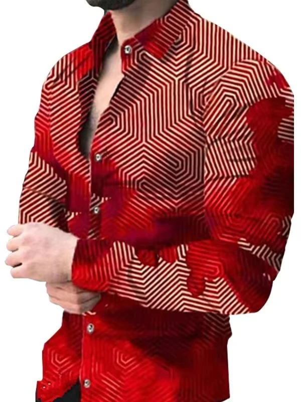 Gradient Men's Round Formal Shirt Button Shirt Long Sleeve Business Casual Everyday Autumn and Winter Lapel Shirt 3D Print Tops