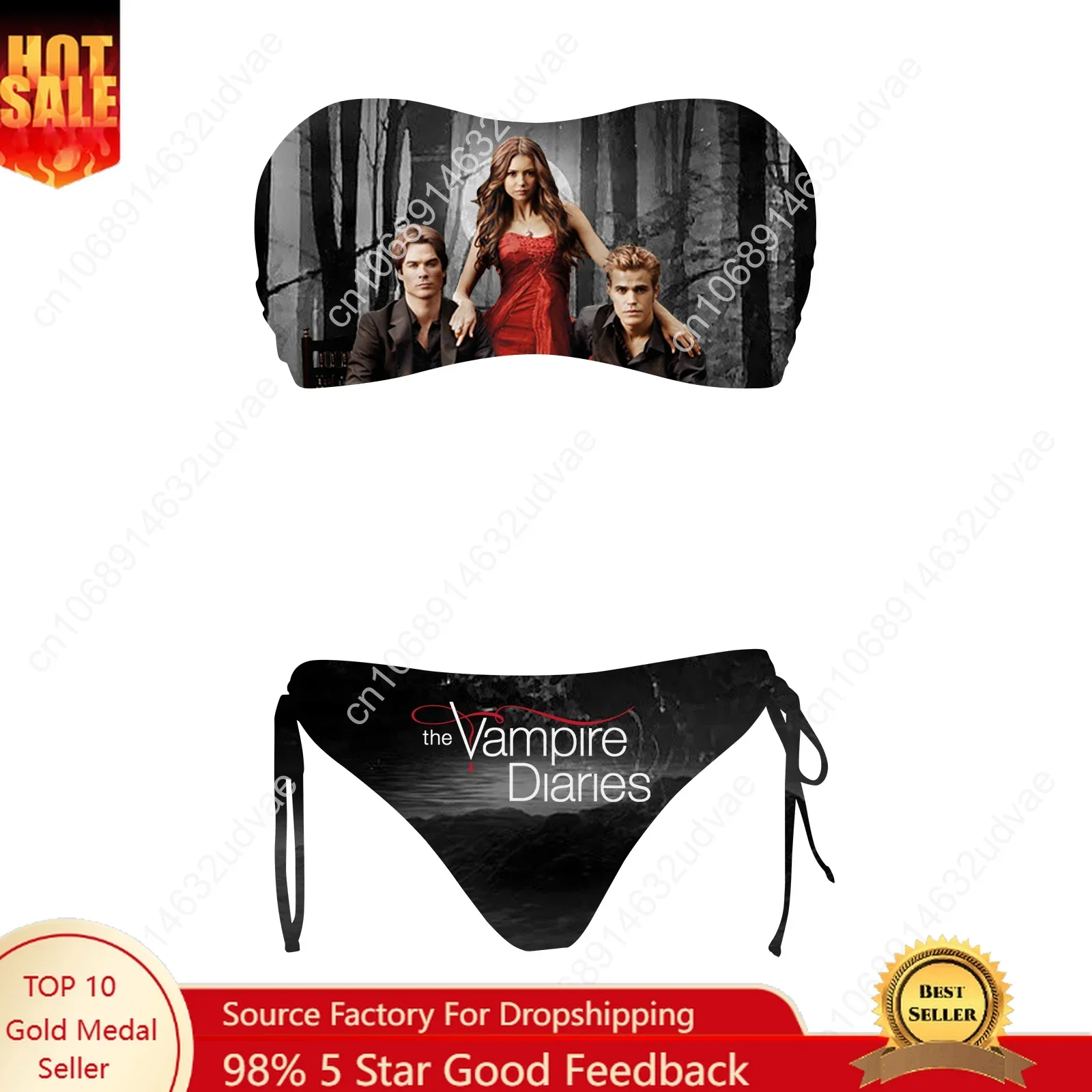 The Vampire Swimsuit Womens Drawstring Two Piece Set Bathing Suits Personalized Swimwear Pool Party Bikini Customize Beachwear