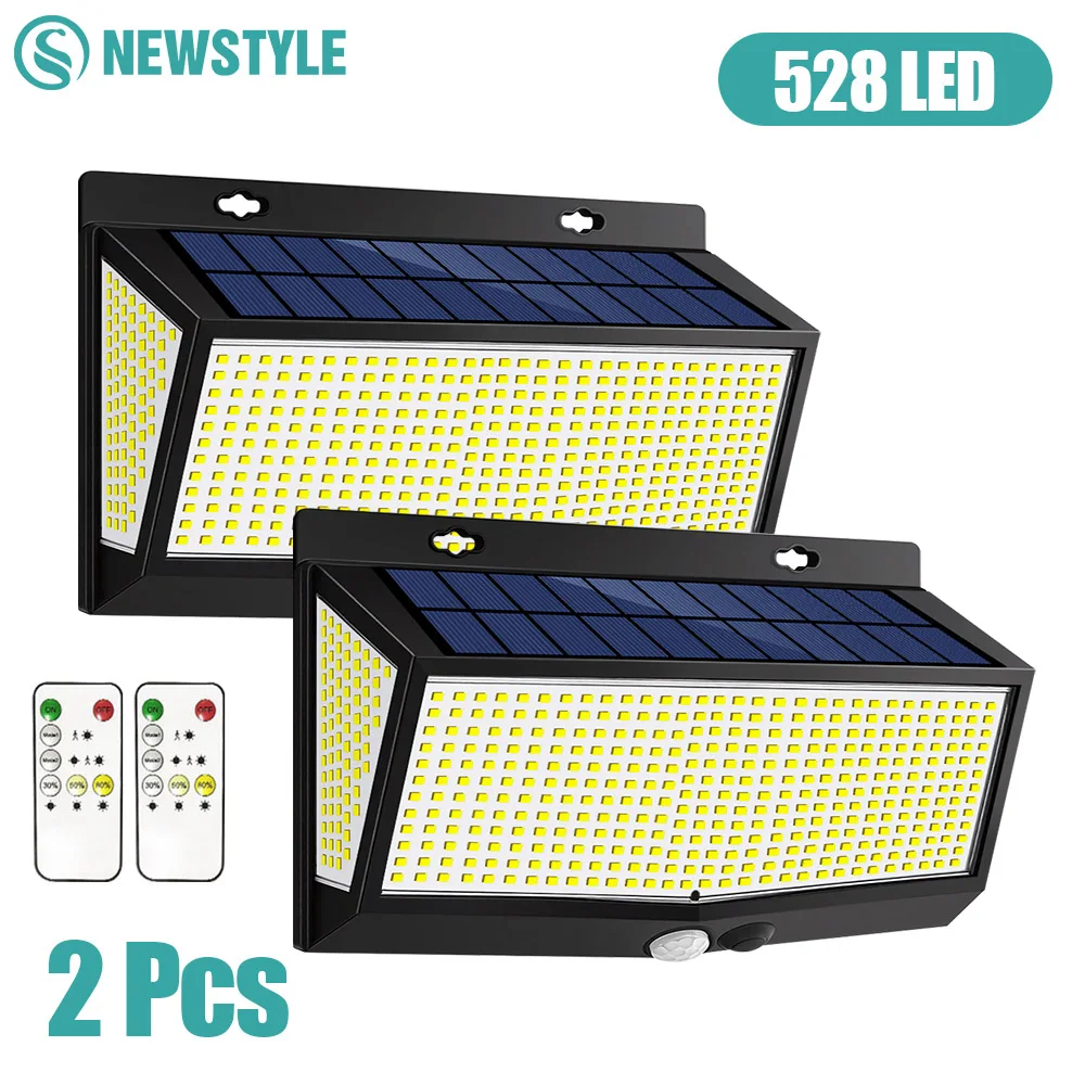 1-2PC Solar Security Lights 176/528 LED Solar Motion Sensor Lights Outdoor IP65 Waterproof Wall Lights Garden Patio Yard Garage