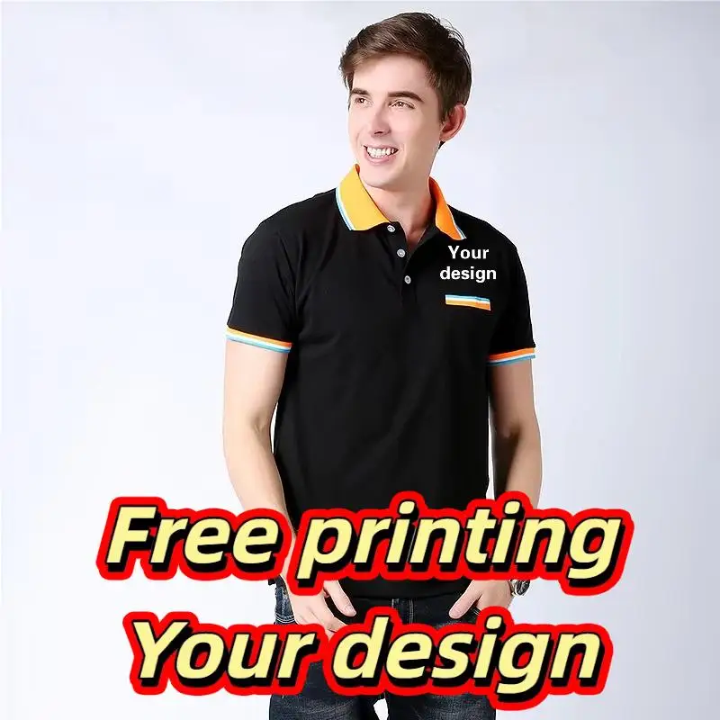 220g Quick-dry Fabric Summer Men Women Short Sleeve Pocket Polo Shirt Print Logo Personalized Custom Design Pattern Staff Top