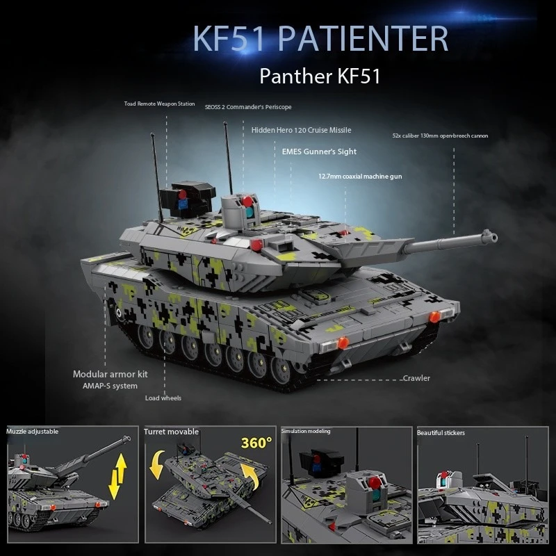 سلسلة عسكرية دبابة قتال اللبنات ألعاب أطفال WW2 سيارات مدرعة MOC الطوب الأسلحة بانزر نموذج الكبار الاطفال الهدايا #3