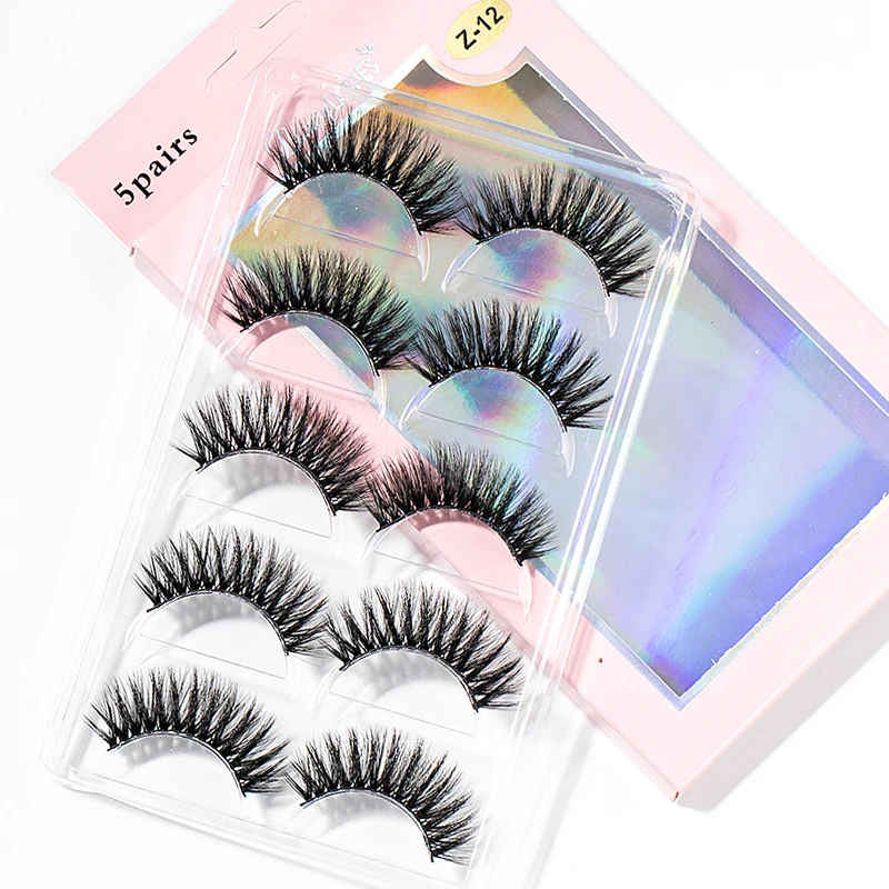 5 Pairs 15-25mm 3D Faux Mink Hair Cross False Eyelashes Long Eye Lashes Handmade Thick Makeup Beauty Extension Tools Maquillaje