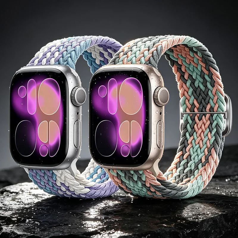 Geflochtenes Armband für Apple Watch Ultra 3 Band 49mm 44mm 45mm 40mm 46mm 42mm Armband Correa iWatch Serie 11 10 9 8 7 6 5 4 3 SE
