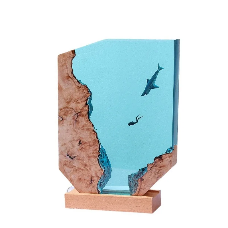 

Home accessories bedroom, soft light office desktop, creative marine art, ornaments gifts solid wood resin, night light