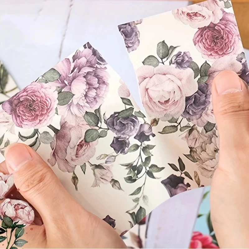 100 pcs inviscid Creative Vintage Flowers pattern DIY Decoration Scrapbook material paper background paper for Junk Journal