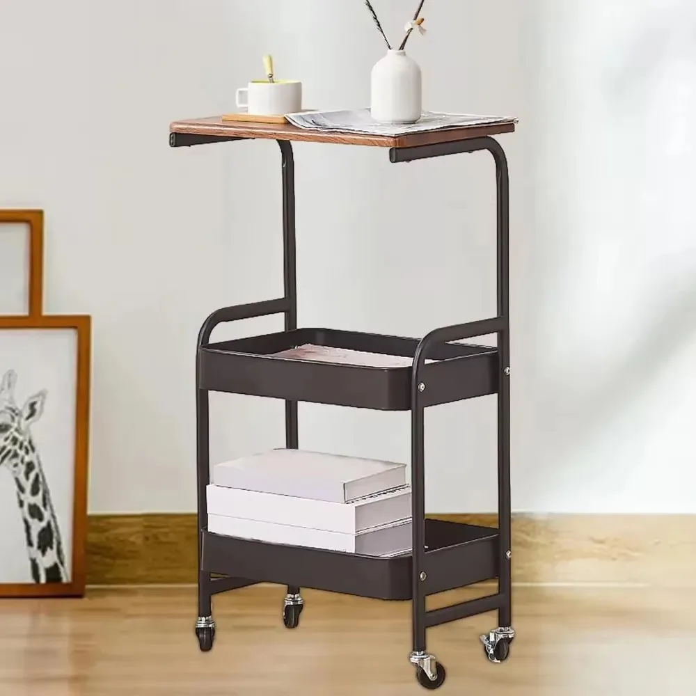 Mobile Storage Rack Floor Standing Multi-layer Bathroom StorageRack Kitchen Trolley Movable with Wheels Living Room Storage Rack