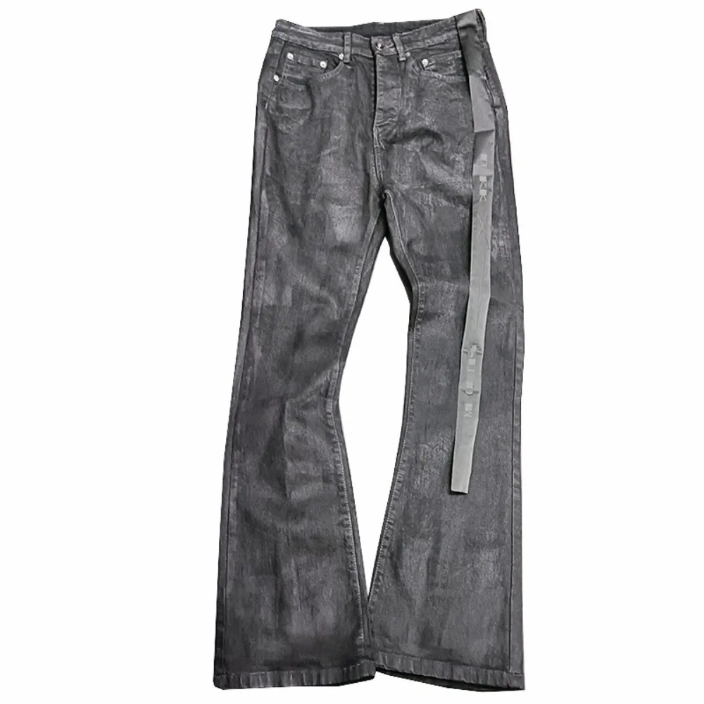 High Street Wax Pants RO Pants Dark Style Men's Pure Handmade Brushed Wax Coating Wax Surface Horn High Elasticity Jeans Pants