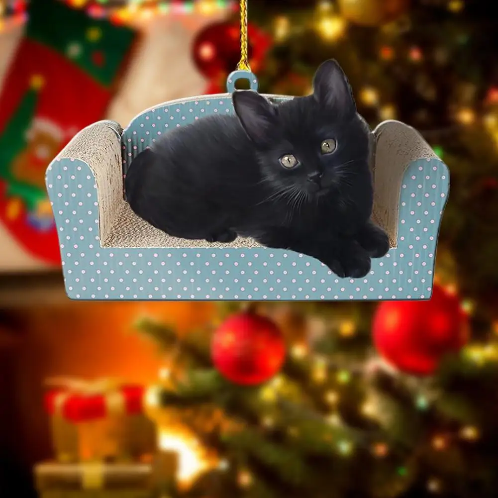 الاكريليك زينة عيد الميلاد أريكة القط شخصية المنزل معلقة قلادة شجرة عيد الميلاد الحلي