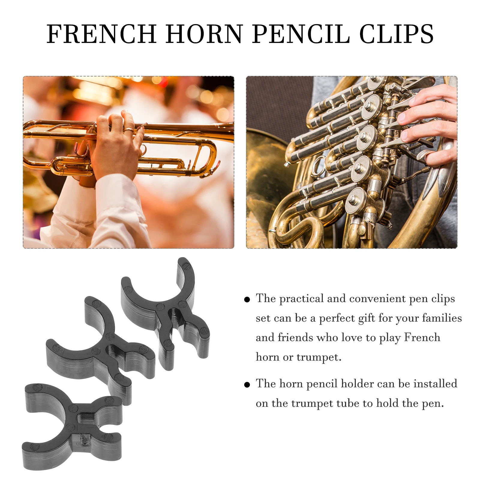 

3-5pcs Black Pen Clips For Trumpet French Horn Musical Instruments Pencil Holder Clip Holder Desk Accessories Ganizer Plastic