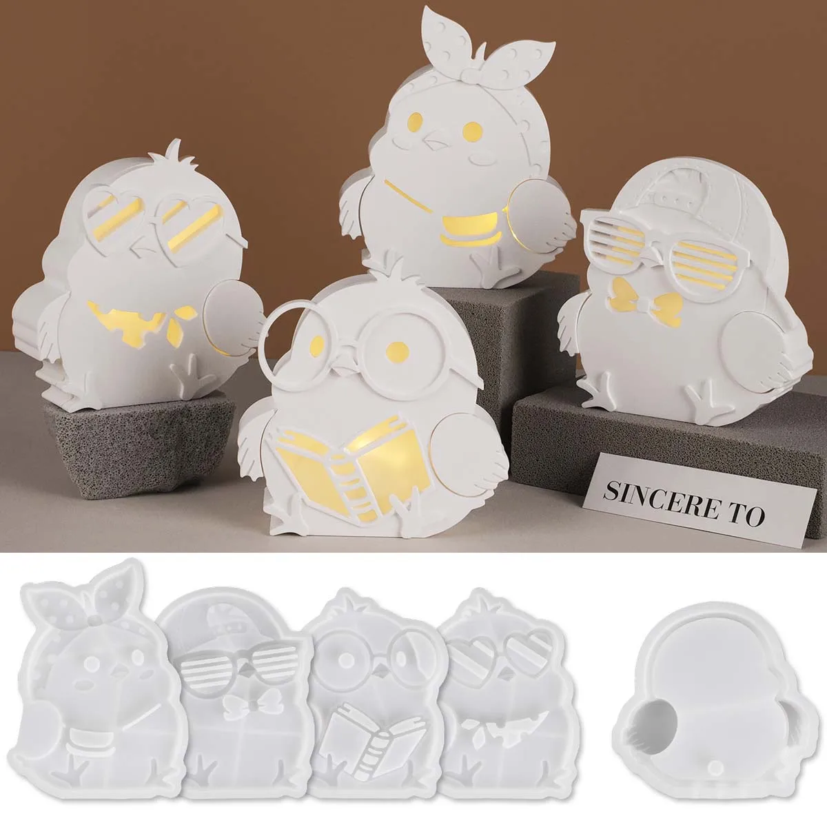 Kreativität Tier Geschenk Box Spiegel Silikon Form DIY Hohl Küken Vogel Lampe Silhouette Formen Gips Harz Handwerk Machen Home Deco