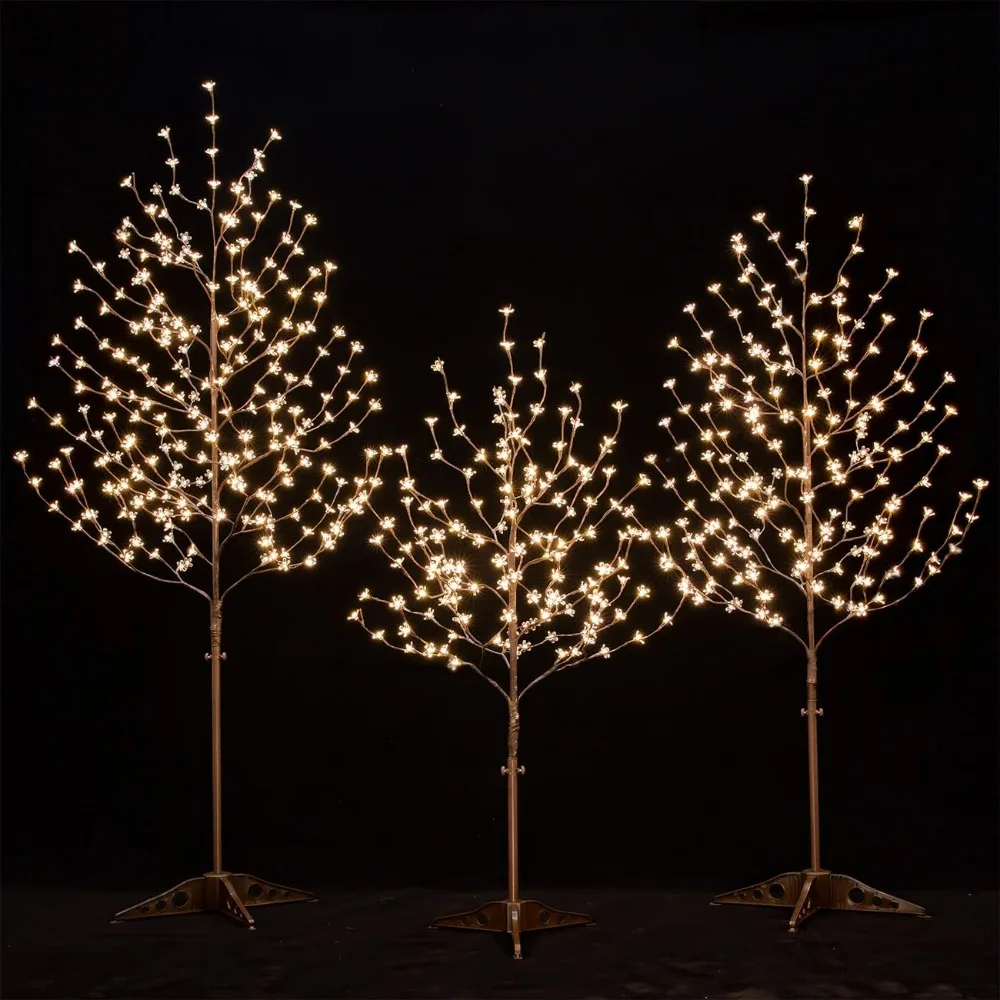 

Lighted Cherry Blossom Tree Set, Including 4ft, 5ft and 6ft with 144/184/240 Warm White LED Lights, Chirstmas Decoration