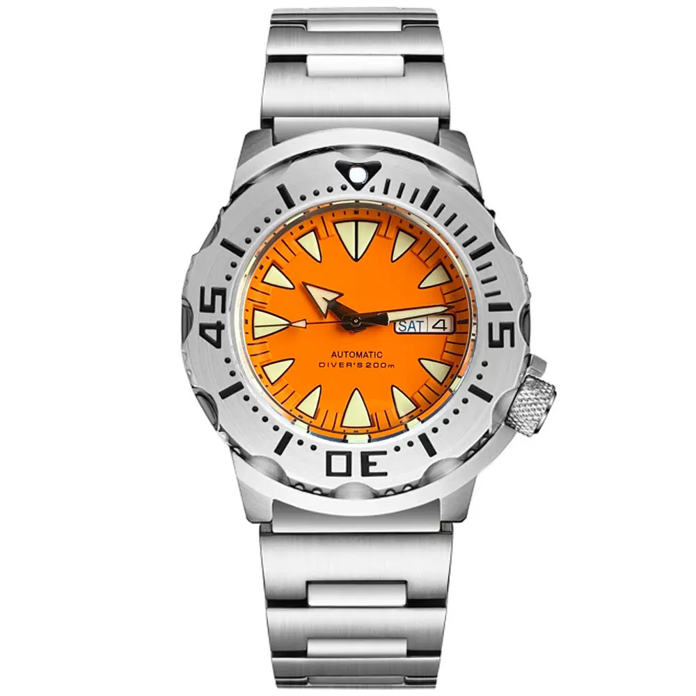 Tandorio Bule Dial Monster Horloge 200M Waterdicht 42mm NH35 Automatisch Horloge Heren 120 Klik Bezel Saffierglas Rubberen Band