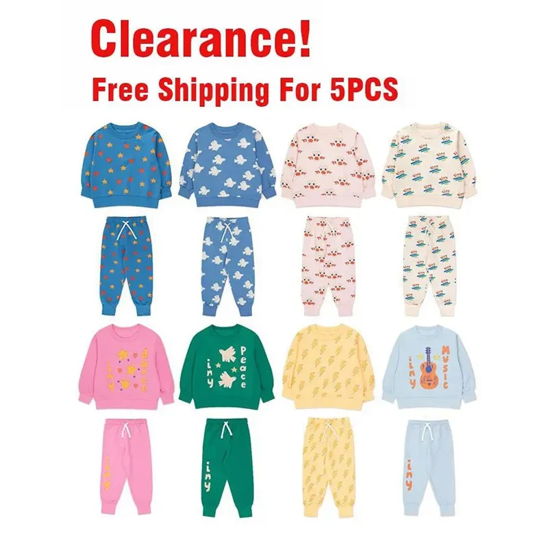 Clearance Children's Sweatshirt 2024 Cartoon Cute Boys Girls Pullover Sweatpants Cotton Casual Pants Children's Clothing