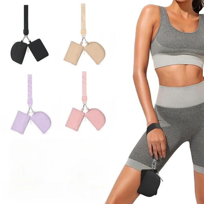 

Mini Wristlet Bag-Detachable Dual Pouch with Hook(Round&Square Design for Hands-Free Convenience- Perfect for Keys/Makeup/Cards)
