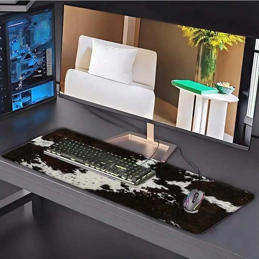 Muismat/bureaumat met koeienhuidprint – antislip comfortprecisie voor gaming/kantoor (vakantiecadeau)
