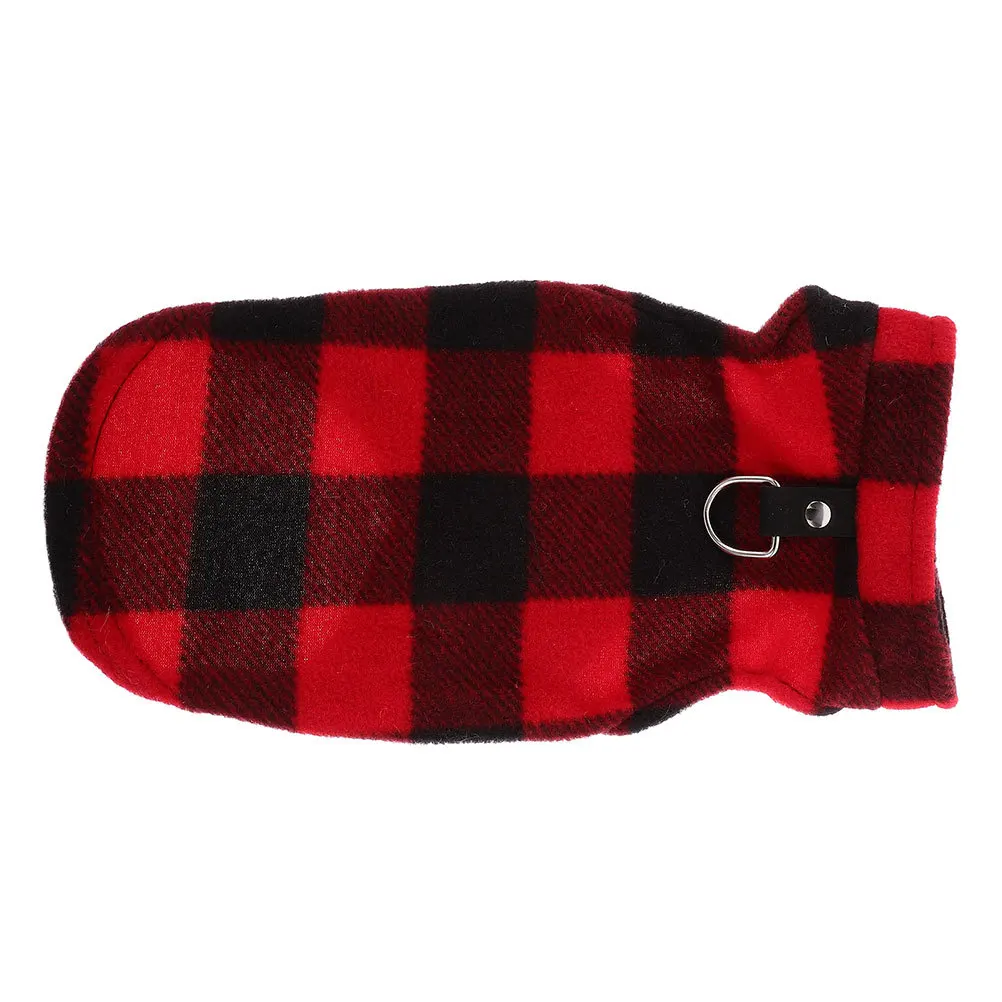 

Small Dog Fleece Vest Checked Warm Winter Autumn Dog Coat D-Ring Attachment Comfortable Jacket Pet Vest Winter Clothes for Dogs