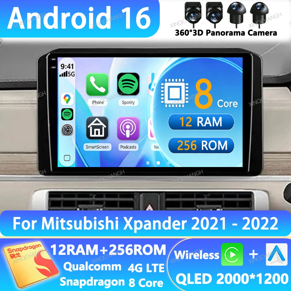 Android 16 Car Radio For Mitsubishi Xpander 2021 - 2022 Navigation 4G WIFI Multimedia Video Player Qualcomm 2DIN QLED Head Unit