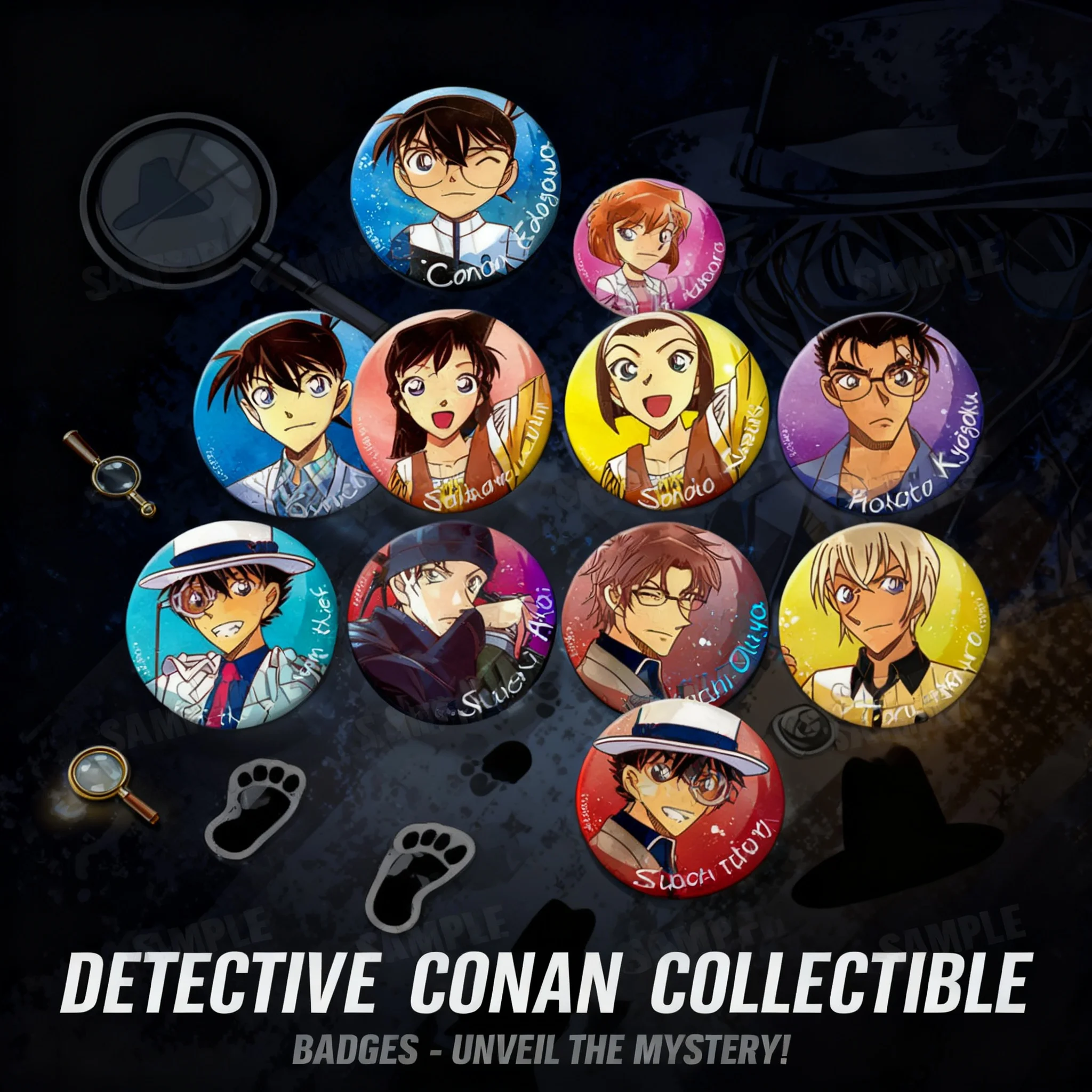 

Аниме-значки Детектив Конан: Амуро Тоору, Акай Шуичи, Кёгоку Макото, Окия Субару. Аниме-пины и броши. В наличии. K