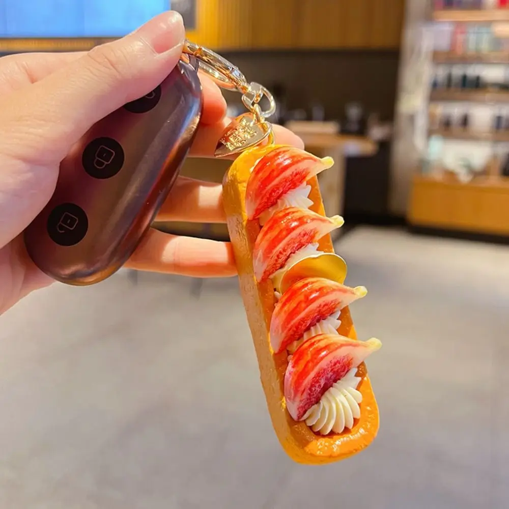 Slow Rebound Simulated Squeeze Bread Keychain Dessert Simulated Fruit Filling Simulation Bread Key Ring Squishy Texture Elastic