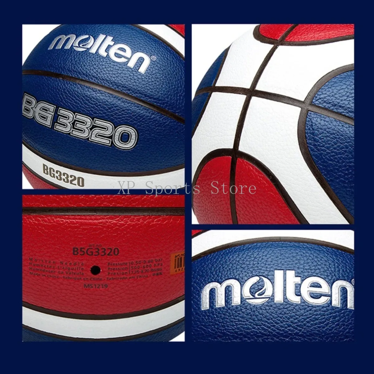 Molten BG3320 Size 7 Street Basketball - PU Material, Textured Surface for Easy Control,Wear - Resistant for Indoor&Outdoor Play