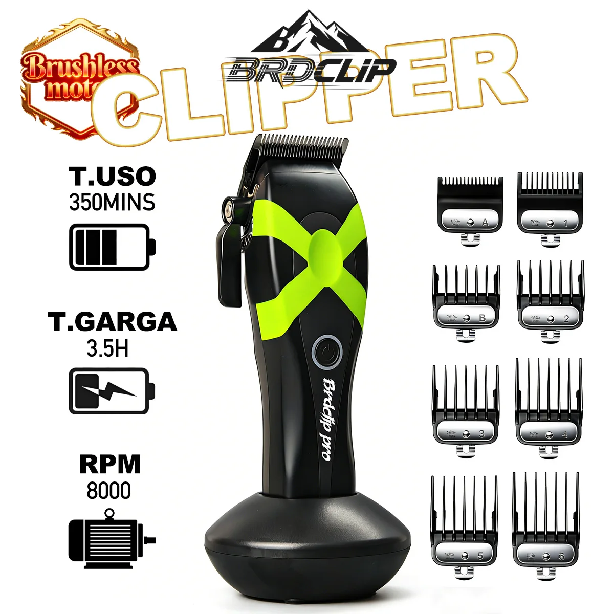 

Профессиональная машинка для стрижки волос с бесщеточным двигателем, 8000 об/мин, для салонов, с градиентным дизайном, для стрижки волос и бороды