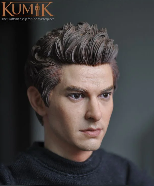 KUMIK KM13-73 1/6 Scale Hair Transplantation European American Andrew Male Star Head Carving 12