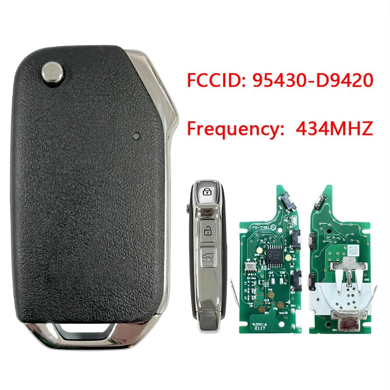 CN051171 Aftermarket 3 Buttons Flip Remote Fob  433 MHz 4D+(60) chip FCC 95430-D9420 For KIA Sportage 2020