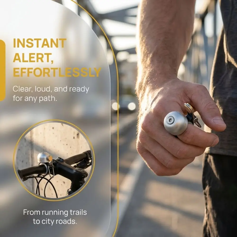 Wearable Wearable Running Bell Silicone Lining Handheld Bicycle Bell Loud Retro Sound Road Mountain Bike Compatible