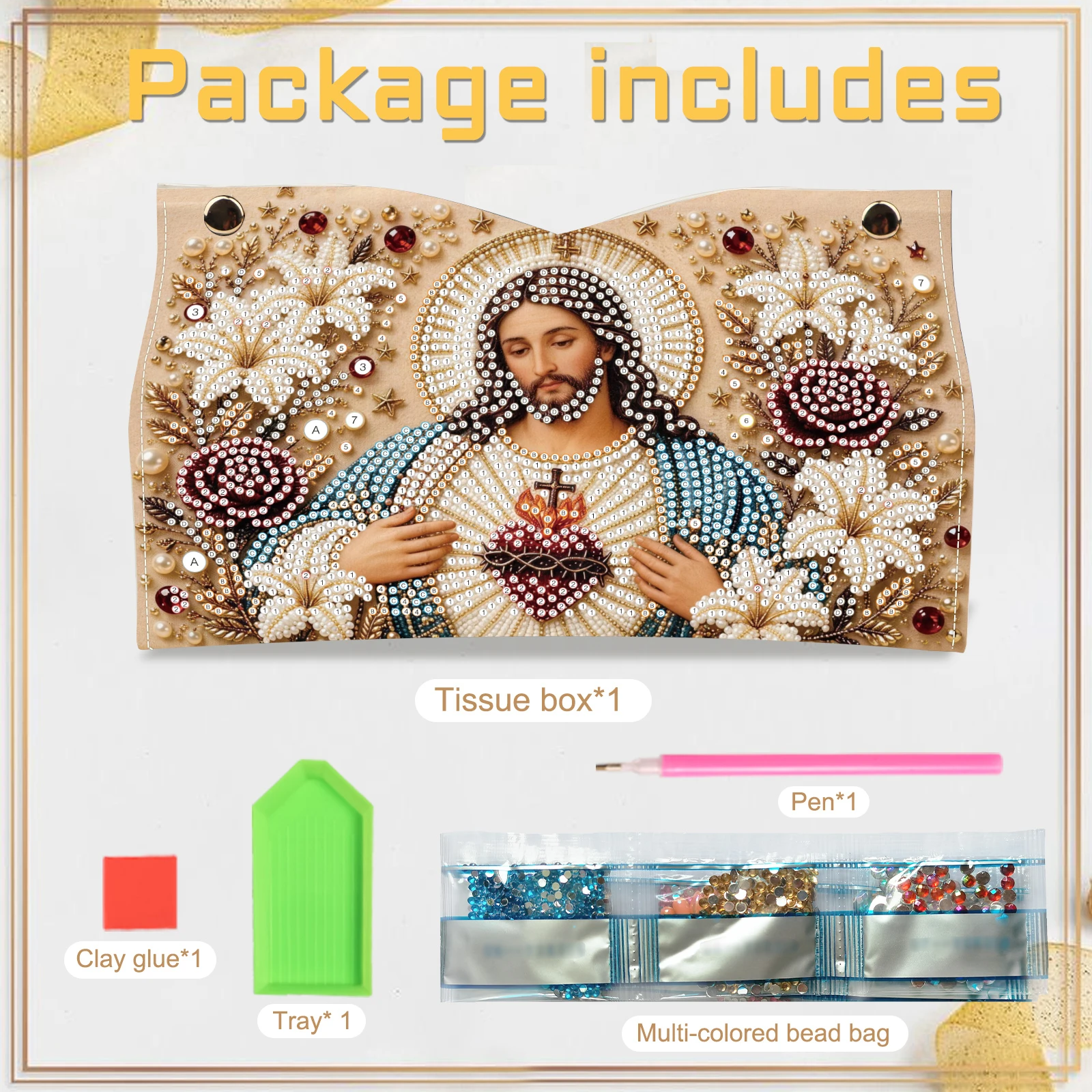 DIY Diamond Painting Beginner Kit PU Tissue Box Cover Rhinestone Dotting Pen Tool Set Gift view 5