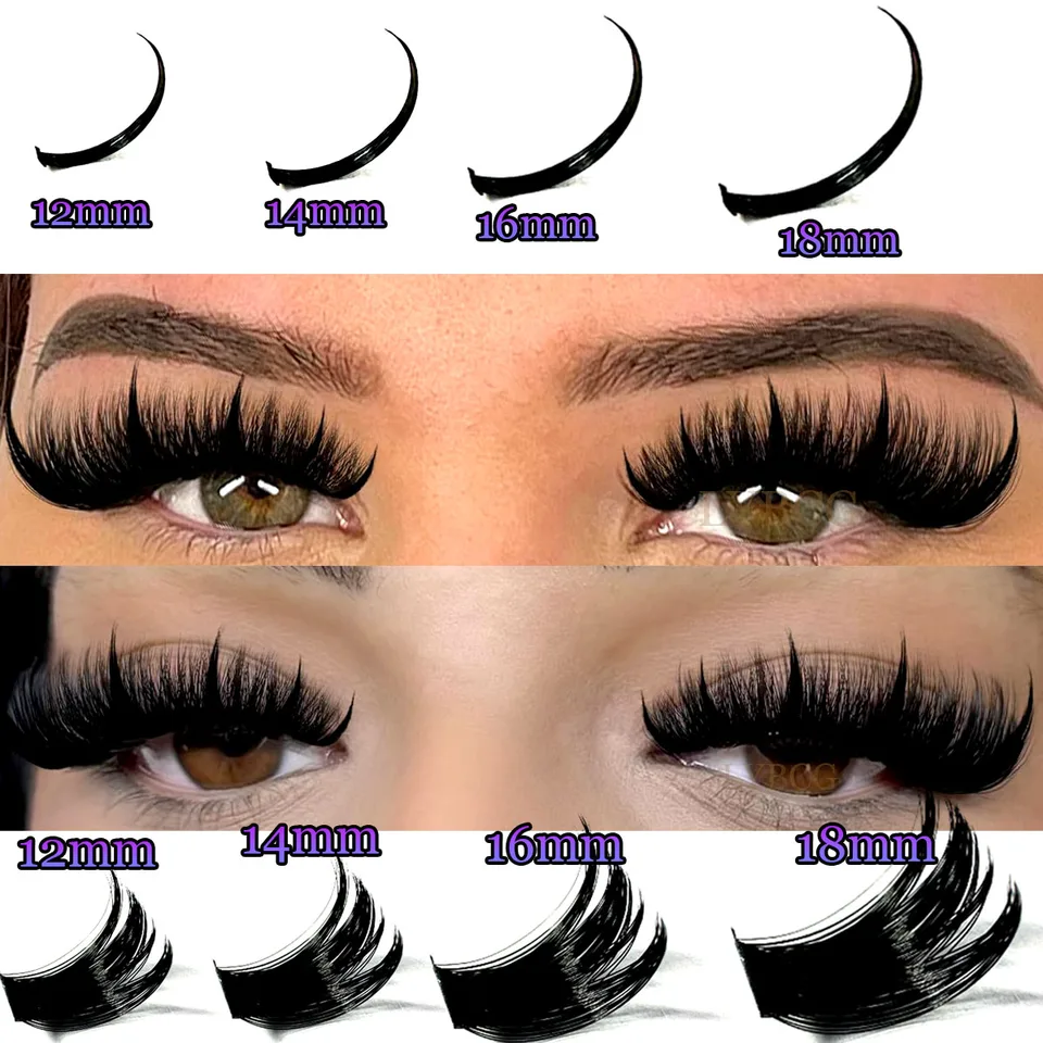 Racimos de pestañas 100D, pestañas puntiagudas, racimos voluminosos, individuales, DIY, extensión puntiaguda, mega racimos 2