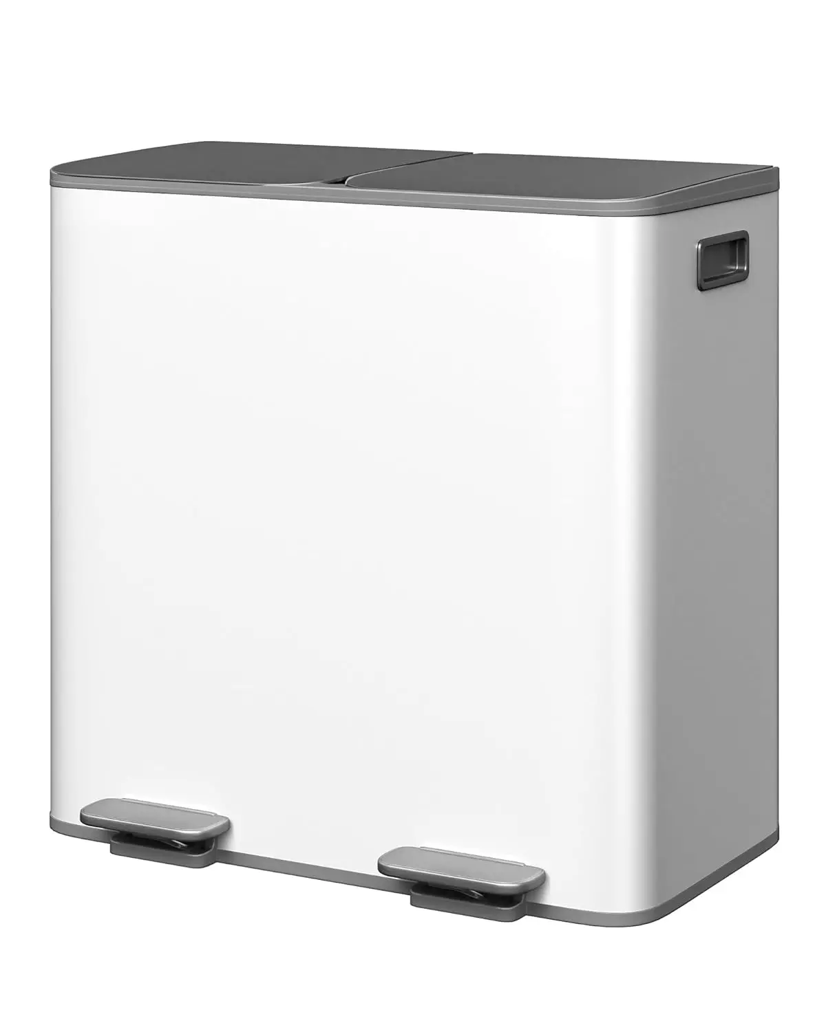 

Двухсекционная кухонная мусорная урна с двумя отсеками по 40 л, из нержавеющей стали, с крышкой с плавным закрыванием, серо-белая
