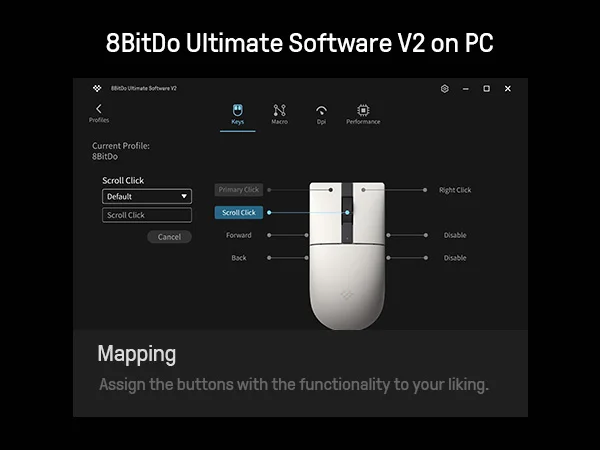 Mouse 8BitDo Retro R8 con sensore ottico PAW 3395 DPI 26K, mouse polling wireless 4K con dock di ricarica, pulsanti programmabili