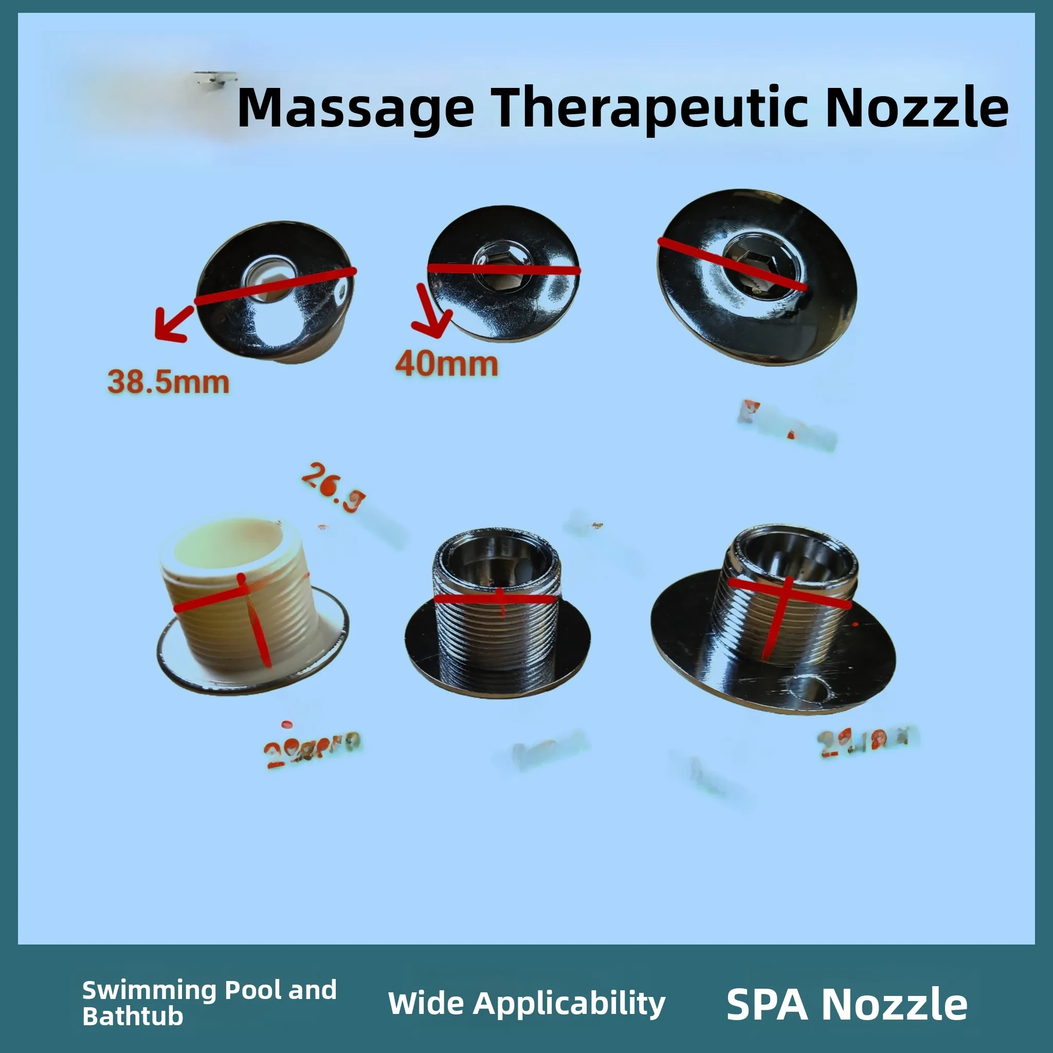 Boquilla de pulverización de acrílico para masaje de pies, spa, masaje de cabeza, salida de bañera, piscina de ocio, grifo de bañera con chorros