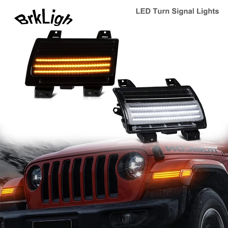 

2Pcs LED Dynamic Side Marker Lights DRL Turn Signal Daytime Running Lamps For Jeep Wrangler JL 2018-2022 Car Accessories