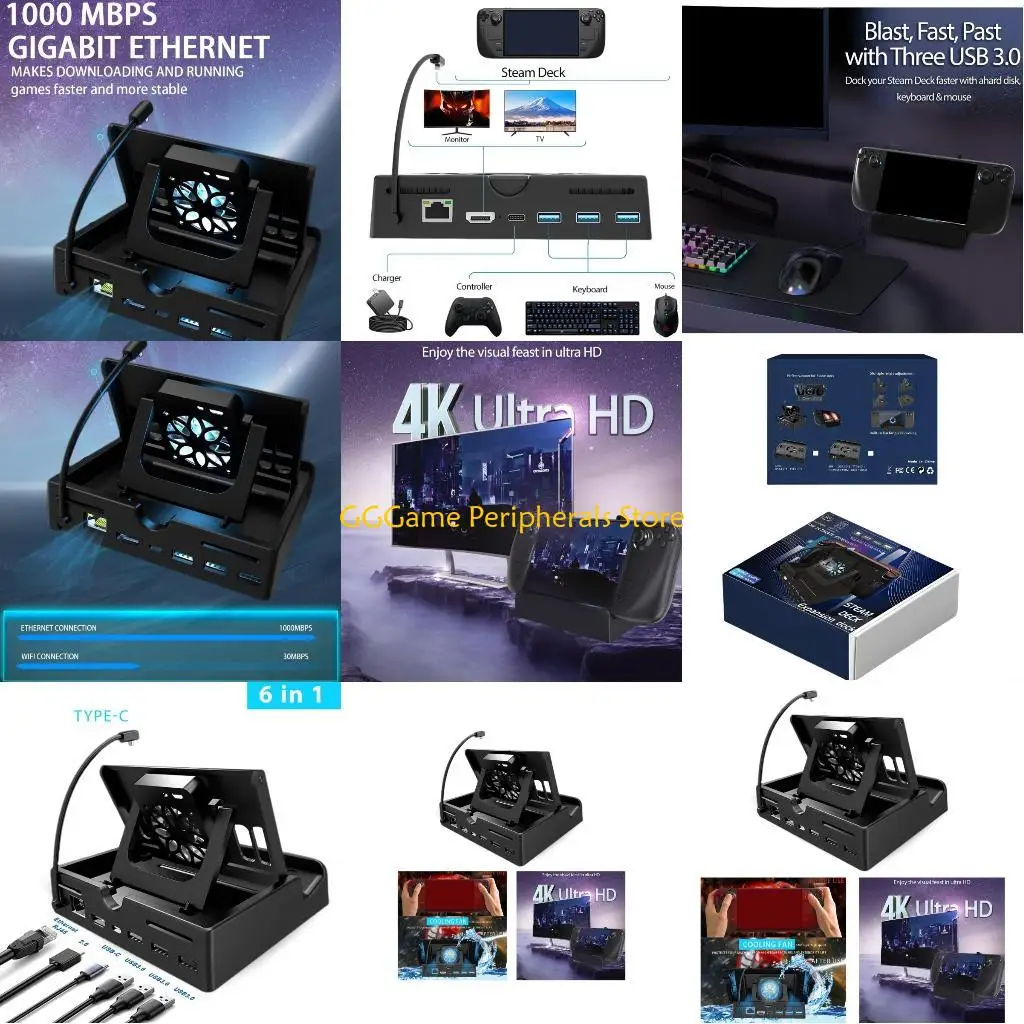 

U55B Docking Station & Stand for Steam-Deck 6-in-1 with 4K@60Hz HDMI2.0 Ethernet-