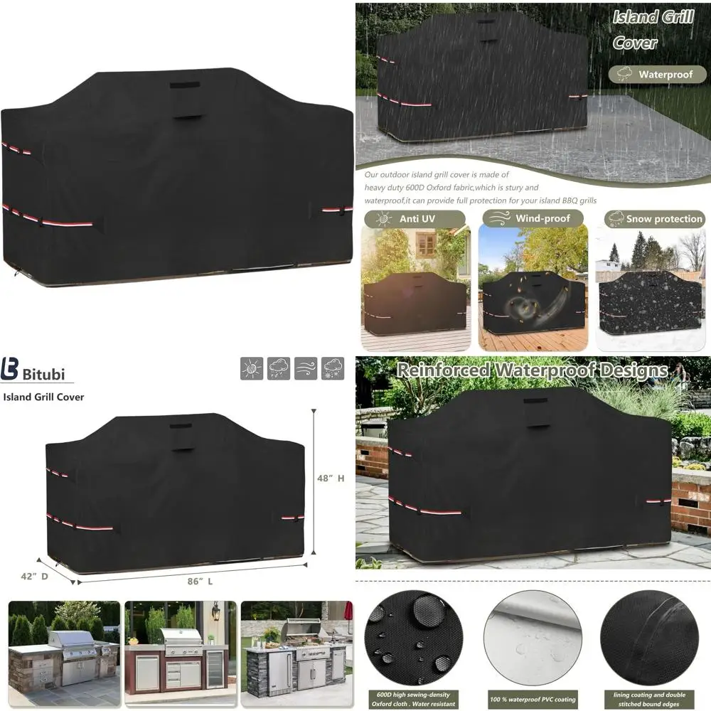

Extra Large 86 Inch Waterproof Heavy Duty 600D Grill Cover - All Weather Protection, Black
