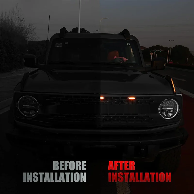 

Durable LED Grille Lights For Ford Bronco 2021 2022 2023 2/4-Door Smoked Black Grille Lamps Kit Bronco Spare Parts Accessories P