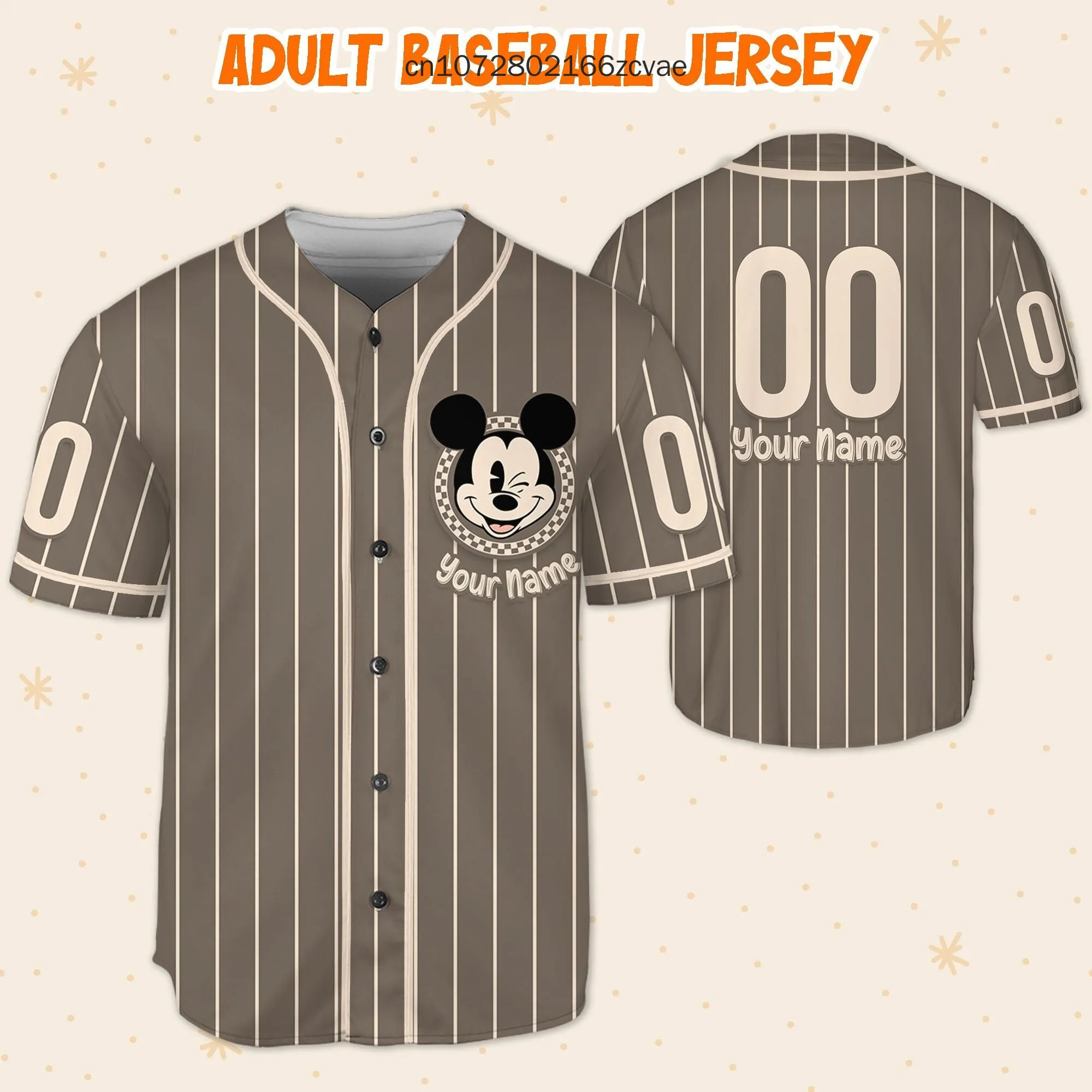 2024 Disney Mickey Baseball Jersey Shirt 3D Print Breathable Casual Custom Name Number Mickey Logo Face Baseball Jersey