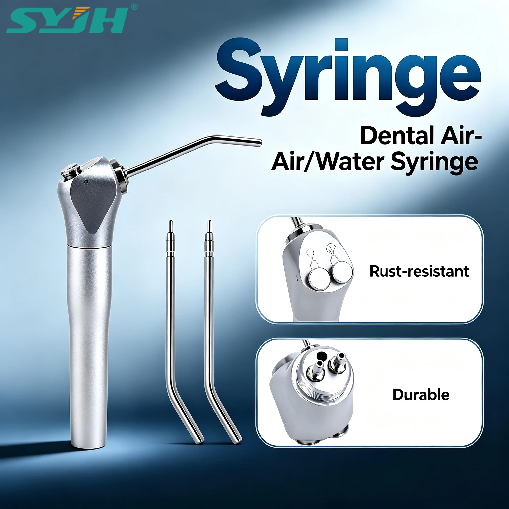Durable Dental Triple Way Air Water Spray Syringe Handpiece with Replaceable Nozzles Tips Dentistry Teeth Cleaning Clinic Tools