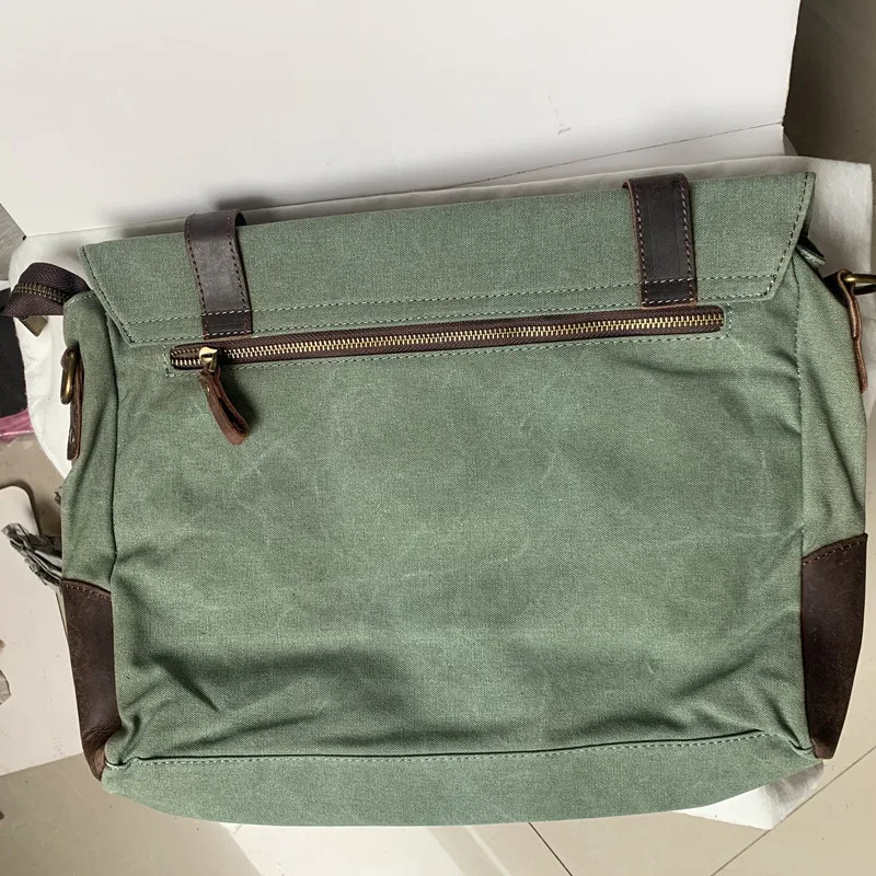 Bolsa masculina de lona com couro de vaca, bolsa mensageiro de ombro único, bolsa crossbody casual, pasta de negócios, bolsa de mão