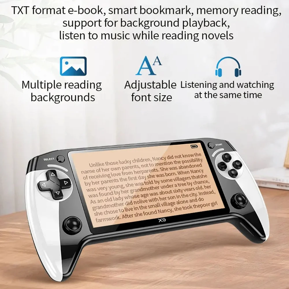 X9 Retro Handheld Video Game Console 2000+ Games 1500mAh 5.5-Inch IPS Screen Mini Portable Handheld Video Player 8GB Kids Gift