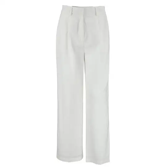 Trousers 2025 Spring/Summer Fashion High Waist Wide Leg Pants Loose Pocket Cotton and Hemp Casual Pants, Women's White Pants