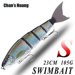 Chan's Huang 23CM 105G / 9INCH 3.7OZ Large Artificial Bait Sinking 3 Joints Swimbait With 2PCS Tails Fishing Lures For Fishing