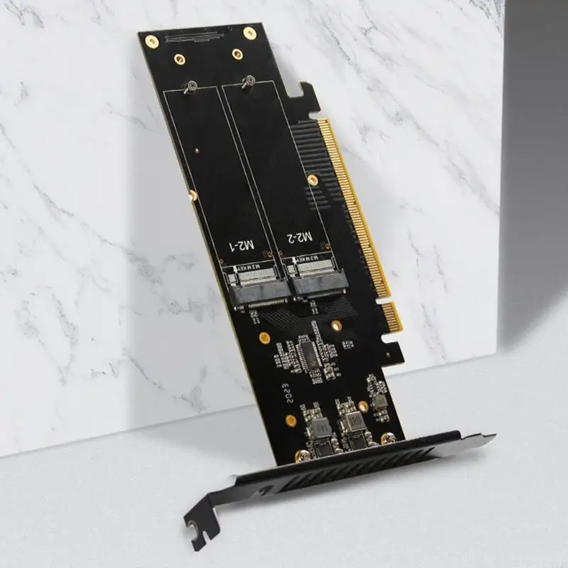 4 M.2 NVMe SSDs Expansion Adapter For PCIe 5.0 X16 Support Up To 4 Drive Large Storage Capacity And RAIDs Management 77JC