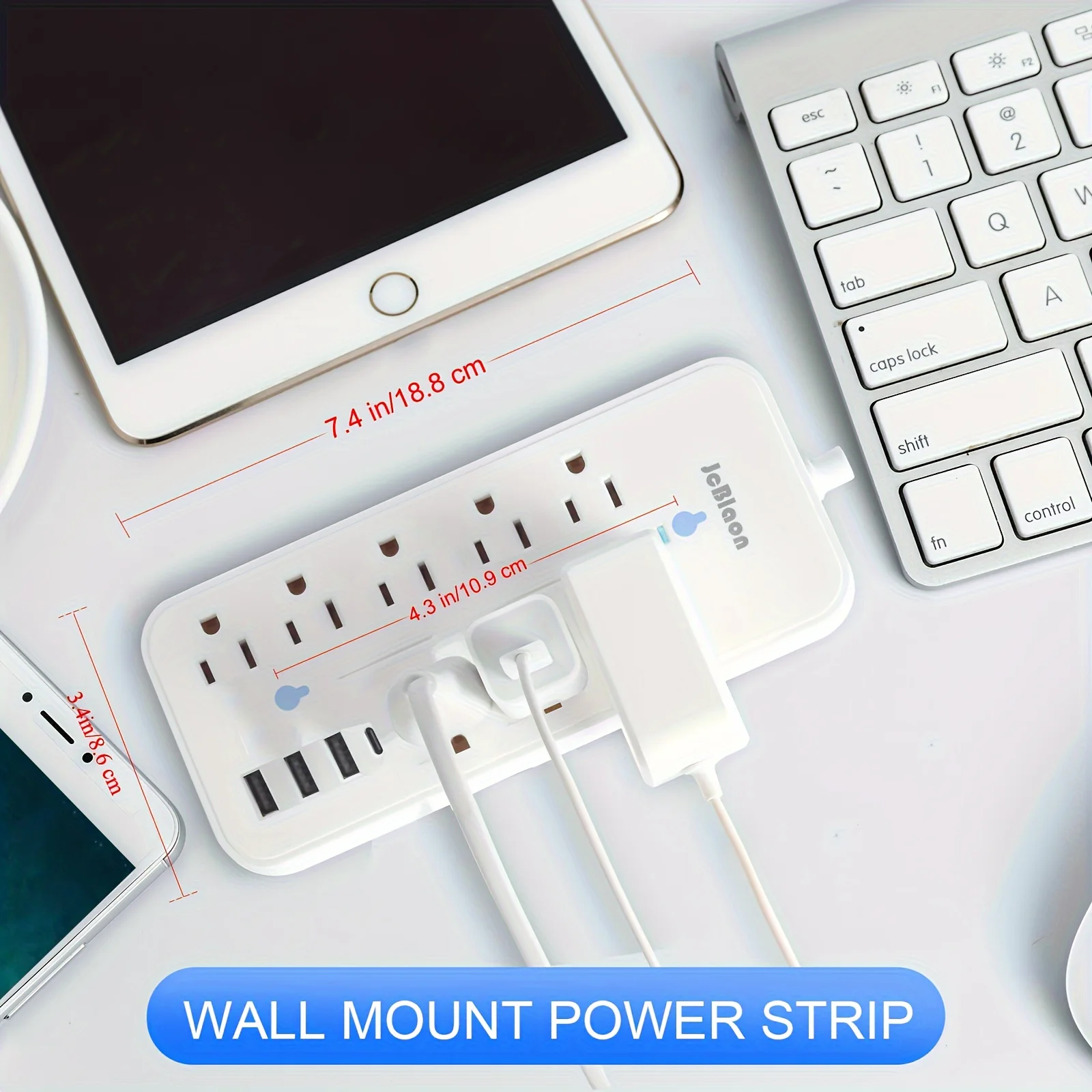 Multitap Electrical Socket US Plug Power Strip AC Outlets 1.6M Extension Cord USB-C Ports Fast Charging Network Filter Adapter